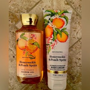 Bath & Body Works Honeysuckle & Peach Spritz Shower Gel & Body Cream brand new